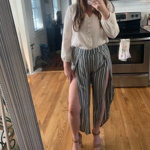 free people striped slit pants
